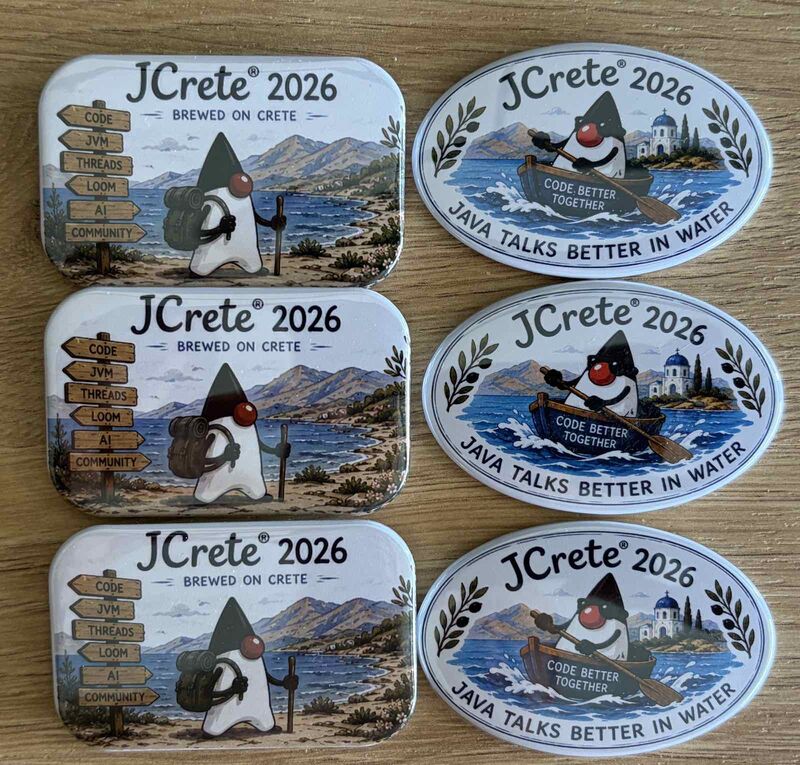 #JCrete badges and magents for this year
